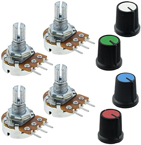 4 x 5K Log Logarithmic Potentiometer Pot with Coloured Knob