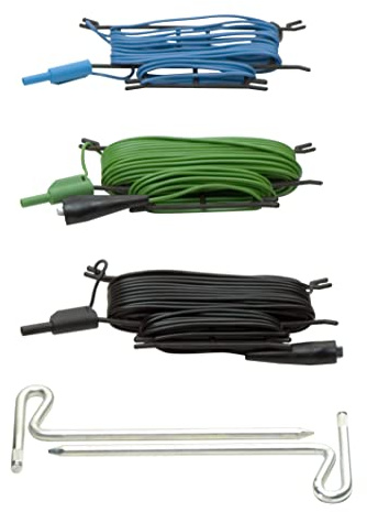 Benning Erdungsset 5-teilig (Drehleiter-Messmethode, für Erdungsmessungen, inkl. aus 2 Erdspießen und 3 Prüfleitungen) 44113