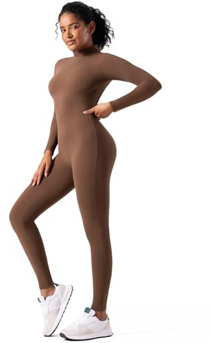 speerise Women Bodysuit Rompers Long Sleeve Jumpsuits Leotards One Piece Tummy Control Yoga Workout Outfits – Full Body Compression Unitard for Dancewear, Gymnastics, Pilates, Aerial & Acro Training