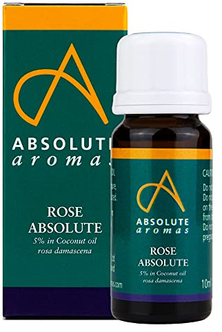 Absolute Aromas Rose Absolute 5% Dilution 10ml - Pure Rose Oil Diluted to 5% in Coconut Oil - 100% Natural, Vegan and Cruelty-Free - A Natural Aphrodisiac and Perfume