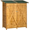 Outsunny Garden Wood Storage Shed w/Flexible Table, Hooks and Ground Nails, Multifunction Lockable Sheds and Outdoor Asphalt Roof Tool Organizer, 139 x 75 x 160cm, Natural