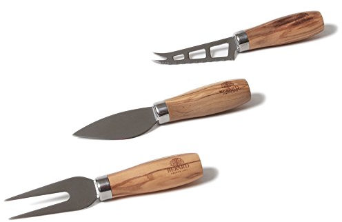 Bérard Käse Set, dreiteilig Messer, Olivenholz, Edelstahl, Holz, 16 x 2,5 x 3 cm