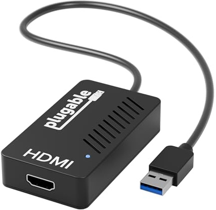 Plugable USB 3.0 to HDMI 4K DisplayLink Video Graphics Adapter for Multiple Monitors up to 3840x2160 Supports Windows, Mac, and ChromeOS