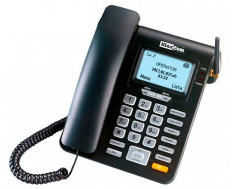 Maxcom Comfort MM28D 2G UK kabelgebundenes Dualband-Mobiltelefon, GSM, Business-Schreibtischtelefon, Schwarz/silberfarben
