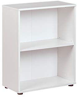Inter Link - Bücherregal Standregal 2 Fächer Höhenverstellbare Böden Holzregal Wohnzimmer Arbeitszimmer Büro Arco 1 Masse in cm T: 30 x B: 60 x H: 75 Farbe Weiß