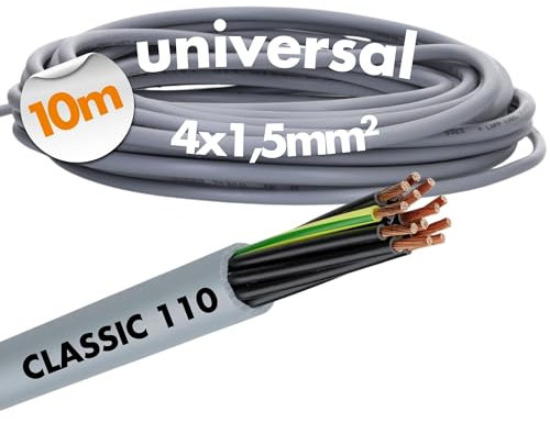 10 Meter Lapp 1119304 Ölflex Classic 110 PVC-Steuerleitung 4x1,5 mm² mit grün-gelben Schutzleiter 4G1,5 mm² I Steuerkabel 4 adrig I Kabel 4 adrig