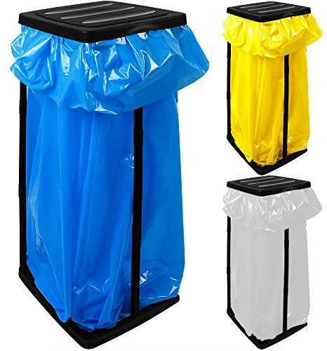 Deuba Supporti in plastica per sacco rifiuti 60 Litri 70x35x30cm nero Contenitore raccolta differenziata Bidone spazzatura Pattumiera