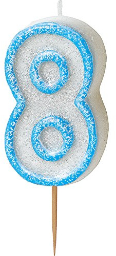 Unique Party 37928 - Glitz Blue Number 8 Candle