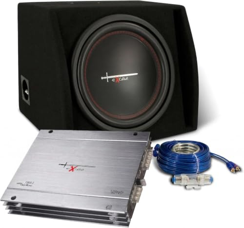 Excalibur X1 Pack Caisson de Basse 30 cm Amplificateur & Câbles Auto | Caisson bass reflex 30 cm 300 W RMS / 1000 W crête, 4 ohms - ampli 2 canaux MOSFET 1200 W max - kit câbles, fusible AGU 60 A