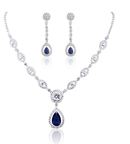 GULICX Bijoux Parure Femme Collier et Boucles d'oreilles Goutte d'eau Cristal Couleur Spahir