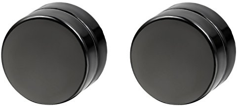 Flongo 10mm Boucles d'Oreilles Acier Inoxydable Fer Magnétique Aimanté Rond Non-Percé Punk Hip-Hop Rock Fantaisie Bijoux Cadeau Noir pour Femme Homme