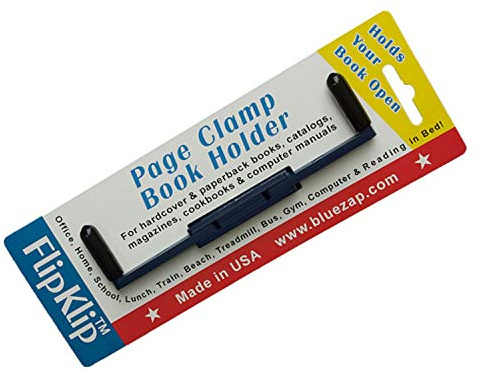 FlipKlip Portable Book Page Holder for Hands Free Reading in Bed, on the Go - Works on Hardcovers, Paperbacks, Magazines, Piano and Recipe Books