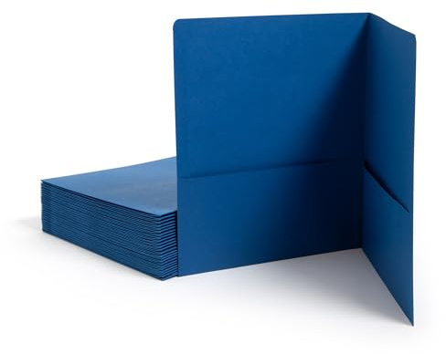 Smead Two-Pocket Heavyweight Folder, Paper Folders with Pockets, Letter Size, Dark Blue, 25 per Box (87854)