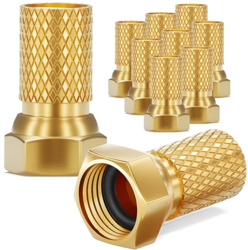 HB-Digital 10x Conector F 7mm chapado en oro con junta de goma tuerca ancha para cable de antena coaxial Cable satelital Sistemas BK