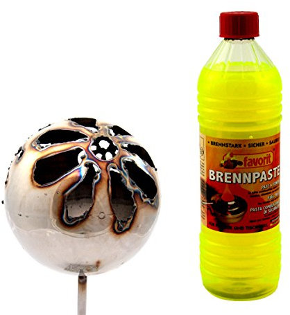 Gebrüder Lomprich Gartenfackel Feuerkugel – Blume 13cm Durchmesser + 1Liter Brennpaste