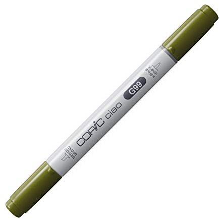 COPIC Ciao Marker Typ G - 99, Olive, vielseitiger Layoutmarker, mit einer mittelbreiten und einer Brush-Spitze