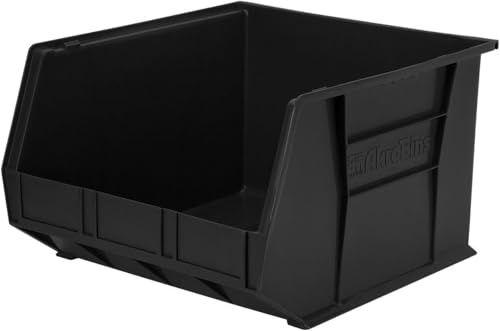 Akro-Mils 30270 AkroBins Plastic Storage Bins, Space-Saving Stackable Bins for Garage, Pantry, Craft Organization, 18 x 16 x 11, Black, 3-Pack