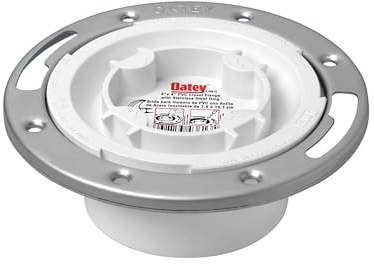Oatey 43613 3 in. or 4 in. Fast Set White PVC Easy Tap Closet Flange with Stainless Steel Ring