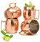 Terashopee Copper Mug for Moscow Mules 560 ML / 18 oz - Set of 4, Inside Nickle Hammered