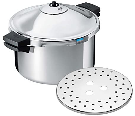 Kuhn Rikon Pressure Cooker Duromatic Hotel 10L/28cm Food Steamer with Side Grips. Multi Cooker Hotpot, Auto Lock Lid. Stainless Steel Pot. Instant Cook Pot – 10 Year Kuhn Rikon Cookware Guarantee