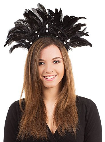 Bristol nyhet BA438 svart 1 st. King Carnival huvudbonad fjäder för maskeradklänning, kvinnor, en storlek