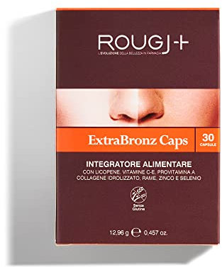 Rougj Capsule Betacarotene per Abbronzatura Forte - Integratori per Abbronzatura con Vitamina A - Integratore Abbronzatura 30 Capsule, una al Giorno ExtraBronz Caps - Made in Italy