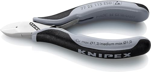 KNIPEX Tronchesi laterali per elettronica ESD con cerniera passante con impugnature multicomponente 115 mm, 77 22 115 ESD