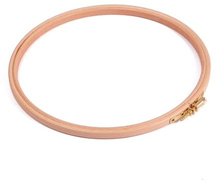 Elbesee 8/20cm Diametre Wooden Embroidery Hoop with Metal Screw Fastening, Wood, No Colour, 20 CM