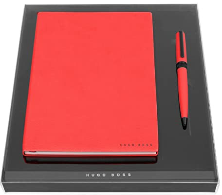 Hugo Boss Schreib-Set Red HPBH974P (Kugelschreiber & Notizblock A5) | Geschenkbox