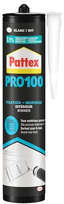 Pattex PL 100 - Pegamento acrílico, adhesivo para interiores, adhesivo resistente multimaterial, adhesivo extra fuerte, lavable con agua, 1 cartucho de 380 g