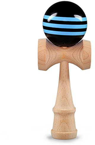 Ganzoo Kendama Bilboquet Japonais en Bois de hêtre, Jouet Traditionnel d’adresse, Boule 6 cm avec Trou et Corde Nylon, poignée Ergonomique avec 3 coupelles et Pointe, Motifs Couleurs Vives