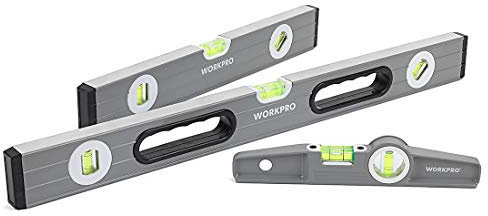 WORKPRO Juego de nivel de alcohol de 3 piezas (9, 16, 24), W002900A, gris