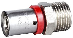 Pressfitting övergång 20 x 1/2 tum AG för aluminium kompositrör med flera lager kompositrör PEX