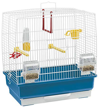 Ferplast Gabbia per Uccelli REKORD 2 Gabbia per Canarini, Bengalini, Cocorite, in Metallo, Accessori inclusi Posatoi Mangiatoie Girevoli, 39 x 25 x h 41 cm
