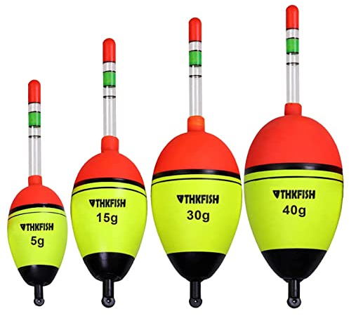 THKFISH Flotteur Peche 5 pièces Flotteurs de pêche légers Flotteurs de pêche avec 10 bâtons Lumineux 40g