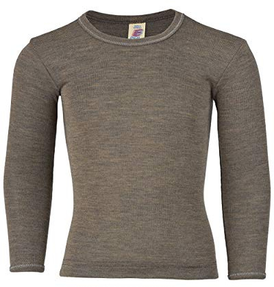 Engel Natur, Maglietta Intima da Bambino, 70% Lana, 30% Seta (140 (9-10 Anni), Noce)