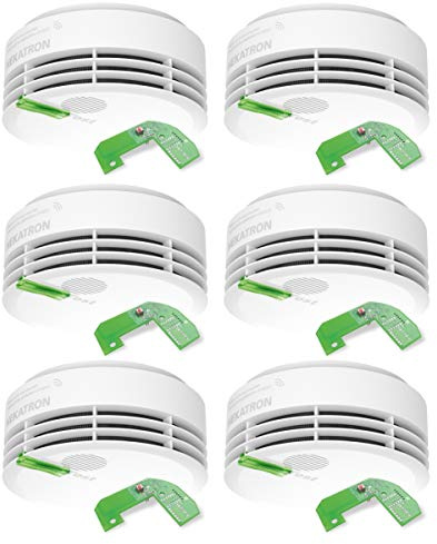 Hekatron 31-5000021-14-01 Rauchmelder Genius Plus X inkl. Funkmodul Basis X – Optional Funk-vernetzbar – 10 Jahre Lebensdauer der Batterie & Mehrfarbig LED – Rauchwarnmelder in Weiß – 6er Set
