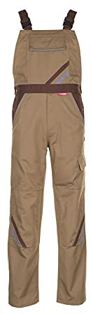 Planam 2334052 Highline Latzhose, Beige/Braun/Zink, Größe 52