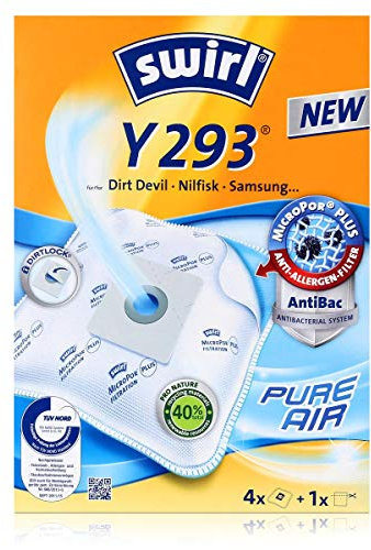 4 Original SWIRL Y293 Staubsaugerbeutel passend für Dirt Devil M 3050 - Classic