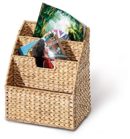 Adam Schmidt Korbwaren Zeitungsständer, Zeitungskorb, 3 Fächer, aus Wasserhyazinthe, rechteckig, 300 x 210 x 140 mm