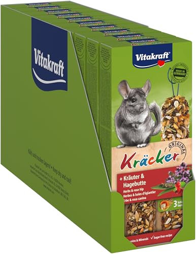 Vitakraft Kräcker, Knabberstangen, Nagersnack, für Chinchillas, zur Zahnpflege, mit Kräutern, mit Hagebutte, ohne Zusatz von Zucker und Getreide (10x 112g)