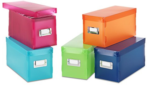 Whitmor 6754-373-5 Plastic CD Boxes Set of 5 Assorted Colors