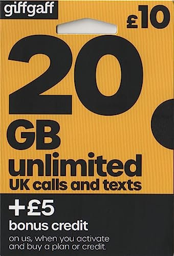 Giffgaff 4G Trio / Multi SIM Tarjeta (Completamente Precargados con Crédito) + Gratis Adaptador - Unlimited Llamadas, Textos y Datos - > Se Ajusta a Todos los Dispositivo