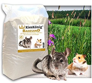 Premium Badesand für Chinchillasand, Hamster, Rennmäuse und Degus - samtweiche abgerundete Körnung 25 Kilogramm