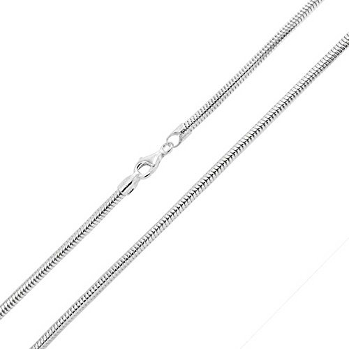 2mm solid sterling silver 925 Italian round SNAKE CHAIN necklace bracelet anklet with lobster claw clasp - fits Pandora charms - inch 24/60cm