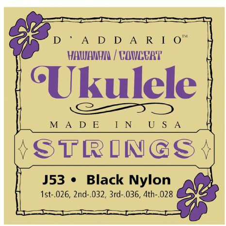 D'Addario J53 Satz schwarze Nylonsaiten für Ukulele, Dulcimer, Tenor Gitarre, Oud