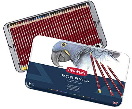 Derwent Pastellpennor, Mjuka Pastellpennor för Teckning, Ask Med 36 stycken, Lätt Uttoning och Exakt Kontroll, Detaljerad Pastellkonst