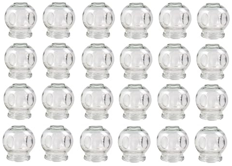 Set di coppette in vetro, coppette per il fuoco, massaggio sottovuoto per il rilassamento muscolare e il sollievo dal dolore, coppettazione Hijama Hacamat, terapia, Cupping Banki (24 pezzi, 6 cm)
