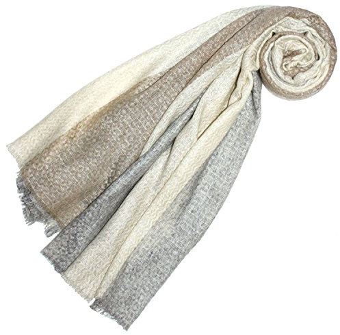 LORENZO CANA Sciarpa 100% cashmere da donna – 70 x 200 cm, bicolore, naturale – morbida e nobile – una sensazione di lusso in beige grigio ocra sandel