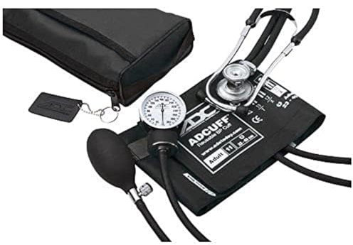 ADC Pro's Combo II SR Set Sfigmomanometro aneroide tascabile per adulti/Stetoscopio con Prosphyg 768 Sfigmomanometro per pressione arteriosa e, colore nero